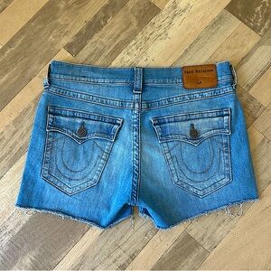 True Religion Flap Denim Jean Shorts Size 32
